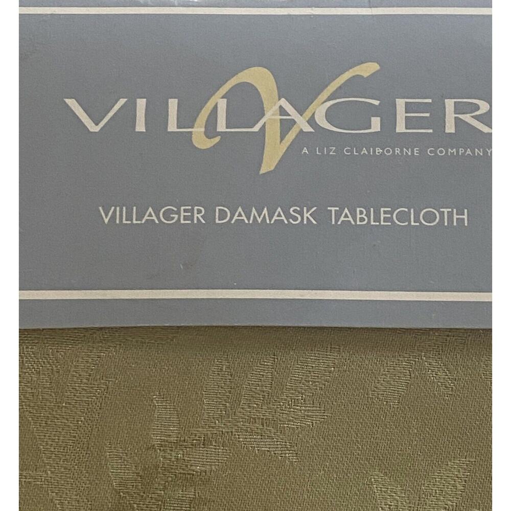 Liz Claiborne Villager Rectangle 60” X 144” Elegant Gold Damask Tablecloth NIP - Picture 3 of 11